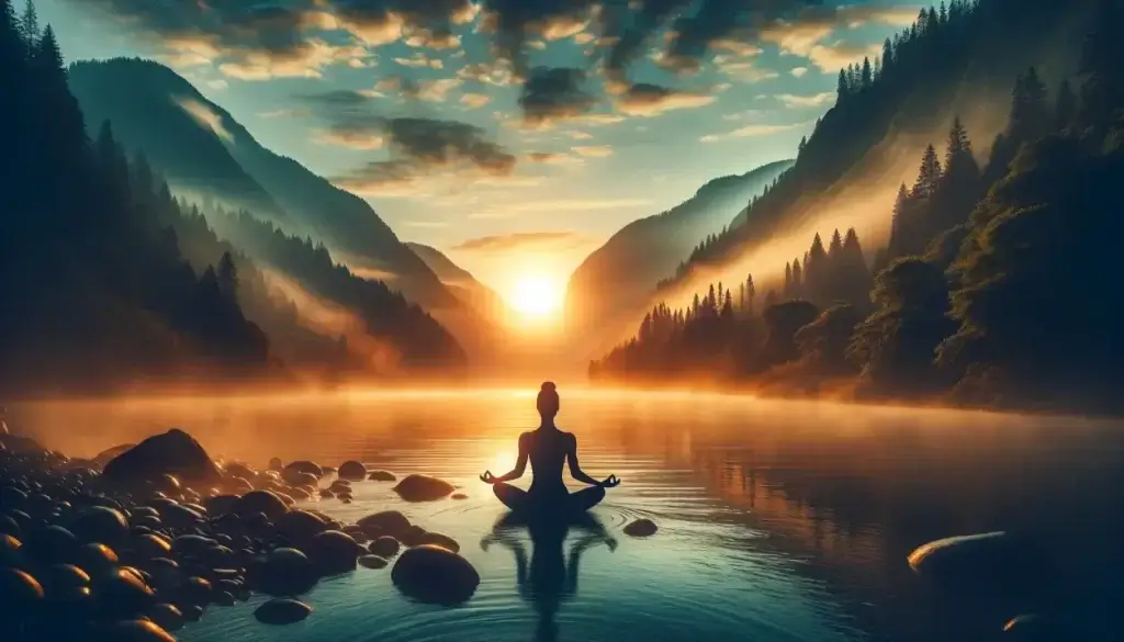 a women doing yoga Meditation a tranquil setting